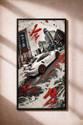 Porsche 911 Urban Japanese Style Wall Art Poster | Street Racing Print