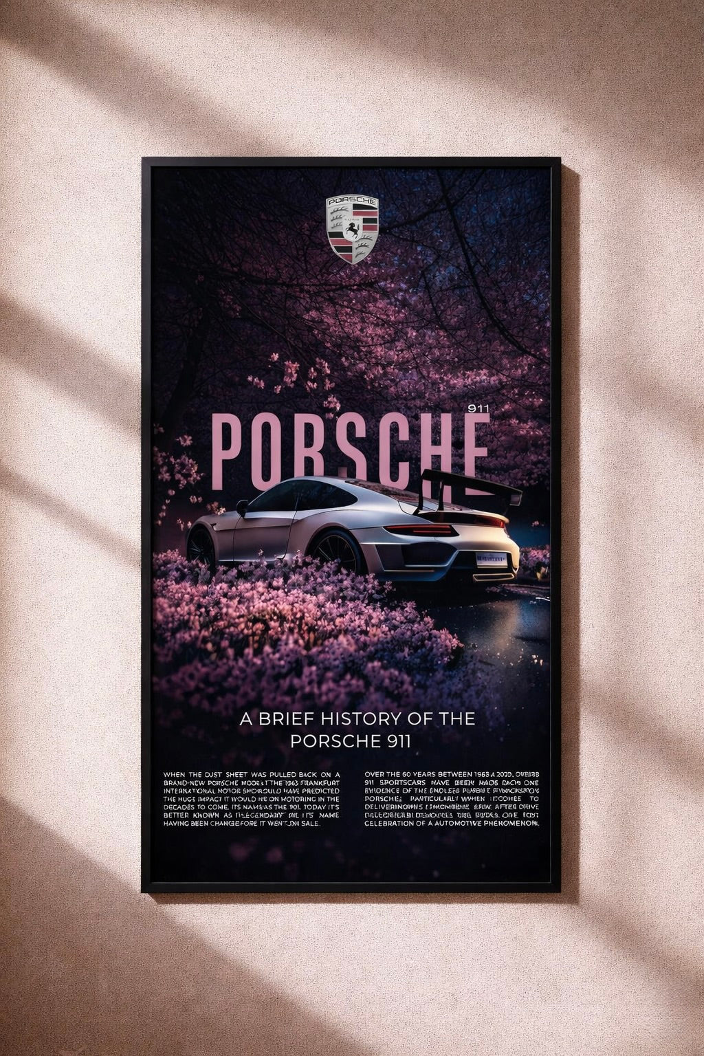 Porsche 911 Sakura Night Wall Art Poster | Luxury Aesthetic Car Print