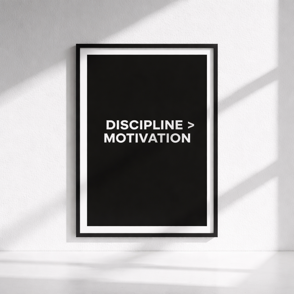 Discipline Over Motivation Poster | Minimalist Wall Art