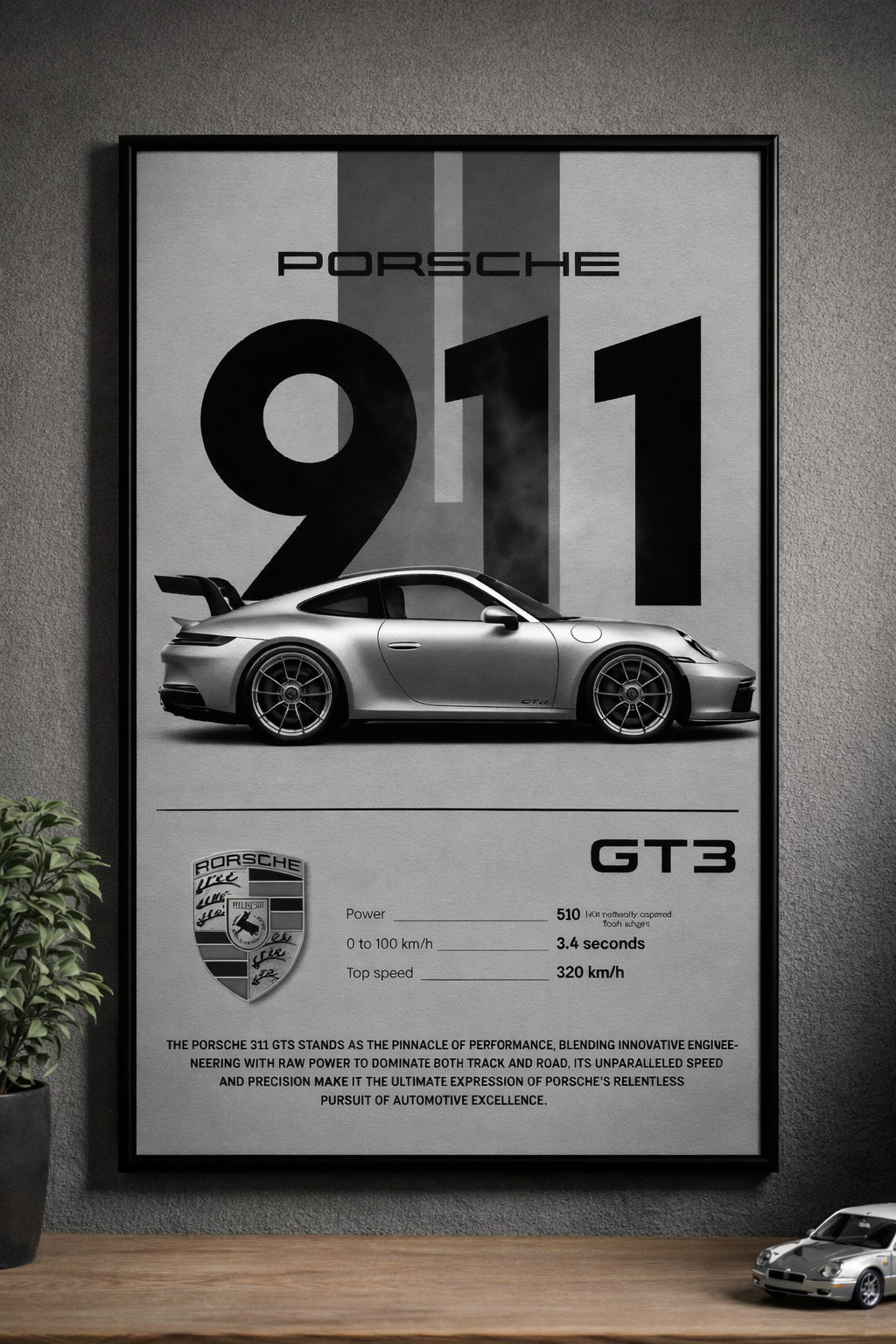 Porsche 911 GT3 – Poster Encadré Premium