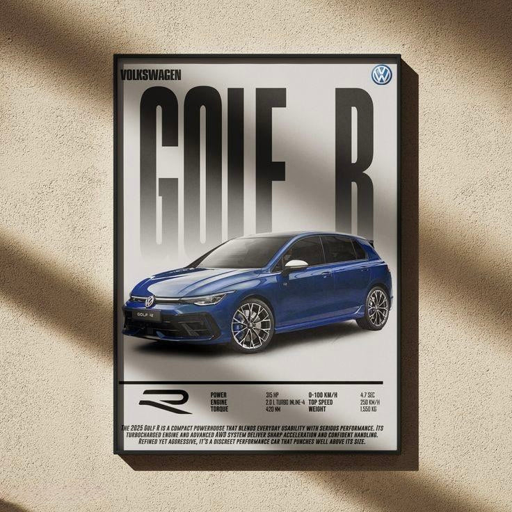 Volkswagen Golf R Wall Art Poster | Performance Hatchback Print